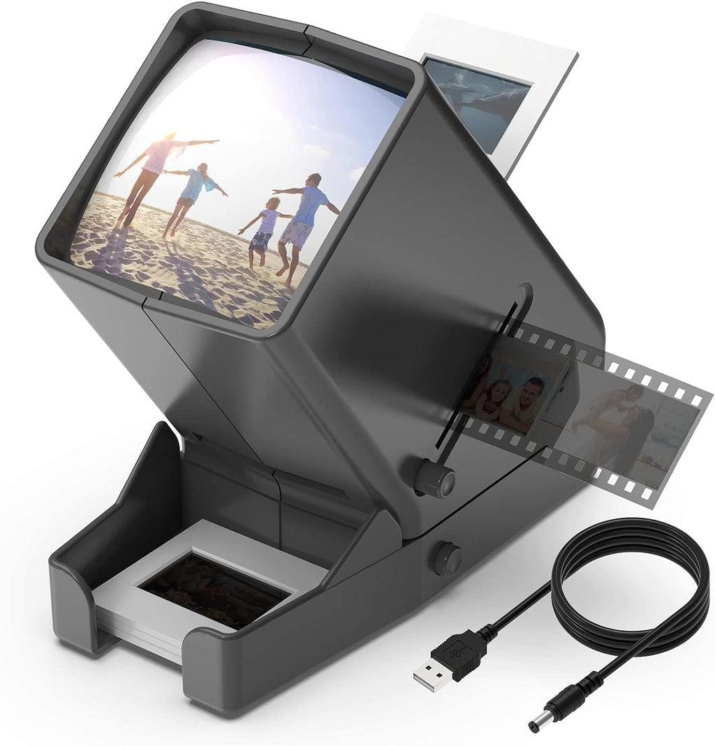 DIGITNOW 35mm Film and Slide Viewer, 3X Magnification and Desk Top LED Lighted Illuminated Viewing and Battery Operation-for 35mm Slides & Positive Film Negatives(4AA Batteries Included)