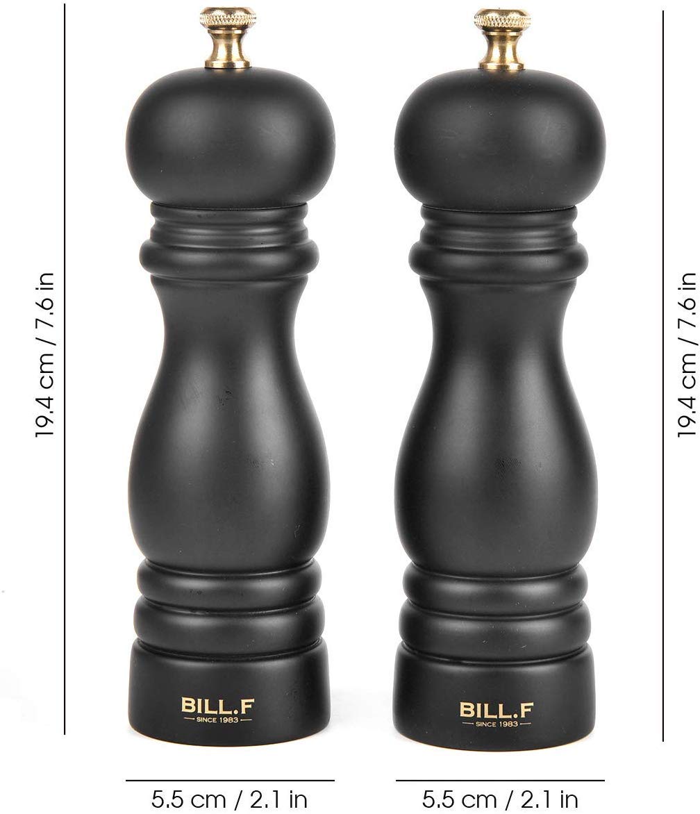 BILL.F Salt and Pepper Grinder Pepper Mill Grinder Pepper Grinders Salt Mill Set of 2 with Adjustable Ceramic Rotor 7 Inch