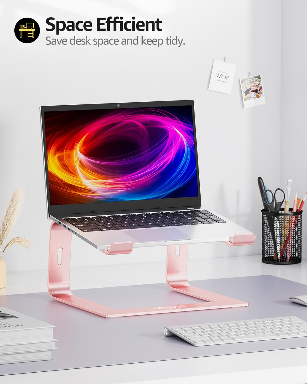 Urmust Laptop Stand for Desk Aluminum Computer Stand Riser Holder for Laptop Compatible with MacBook Air Pro, Dell, HP, Lenovo Samsung, Alienware All Laptops 11-15.6"(Rose Gold)