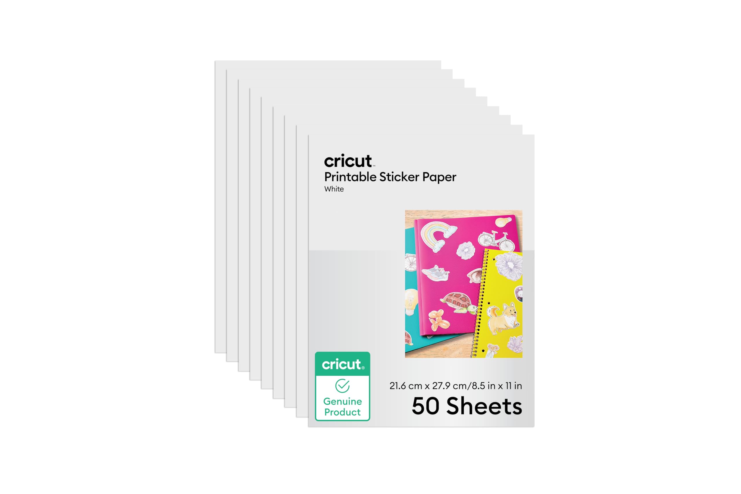 Cricut Printable Sticker Paper - 50 count, US Letter Size (8.5in x 11in)