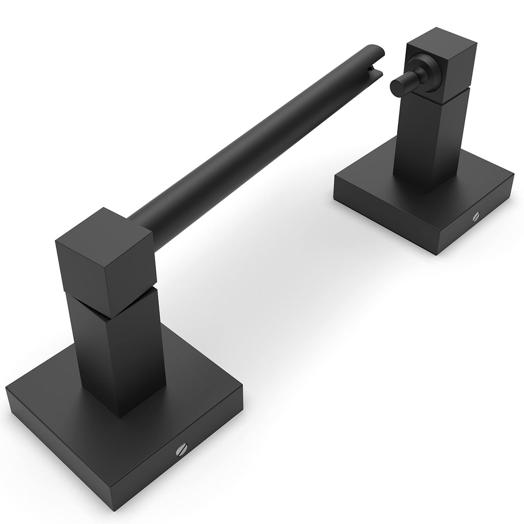 Ruacq Toilet Paper Holder Matte Black Double Post Pivoting Square Tissue Holders Roll Holder Hangers Toilet Paper Stand Stainless Steel and Zinc Alloy Modern Wall Mounted