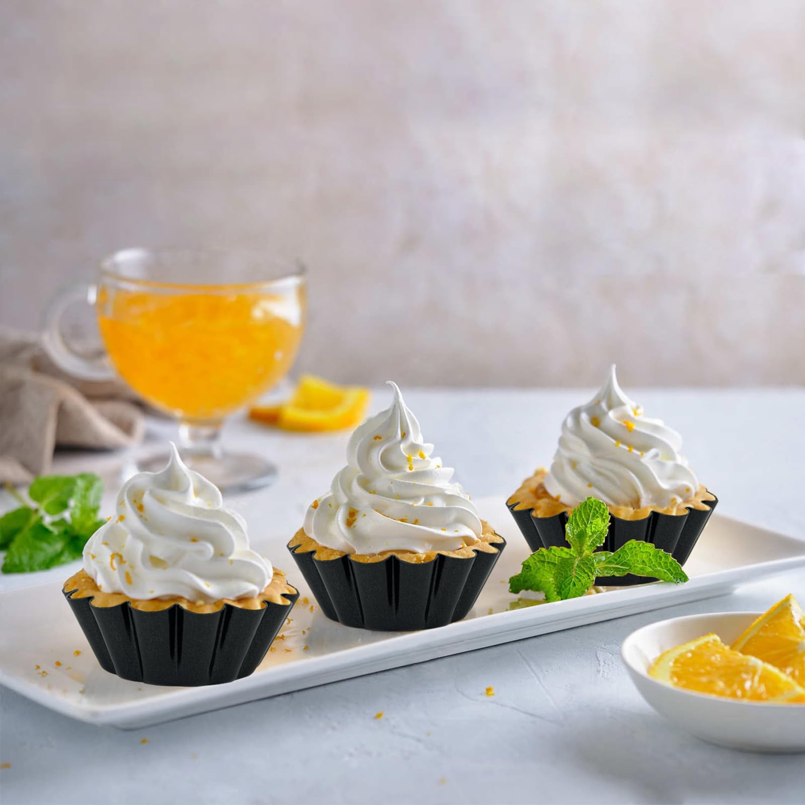 14PCS Egg Tart Molds, Non Stick Mini Tart Pans, 2.6-Inch Fluted Mini Pie Pans for Baking