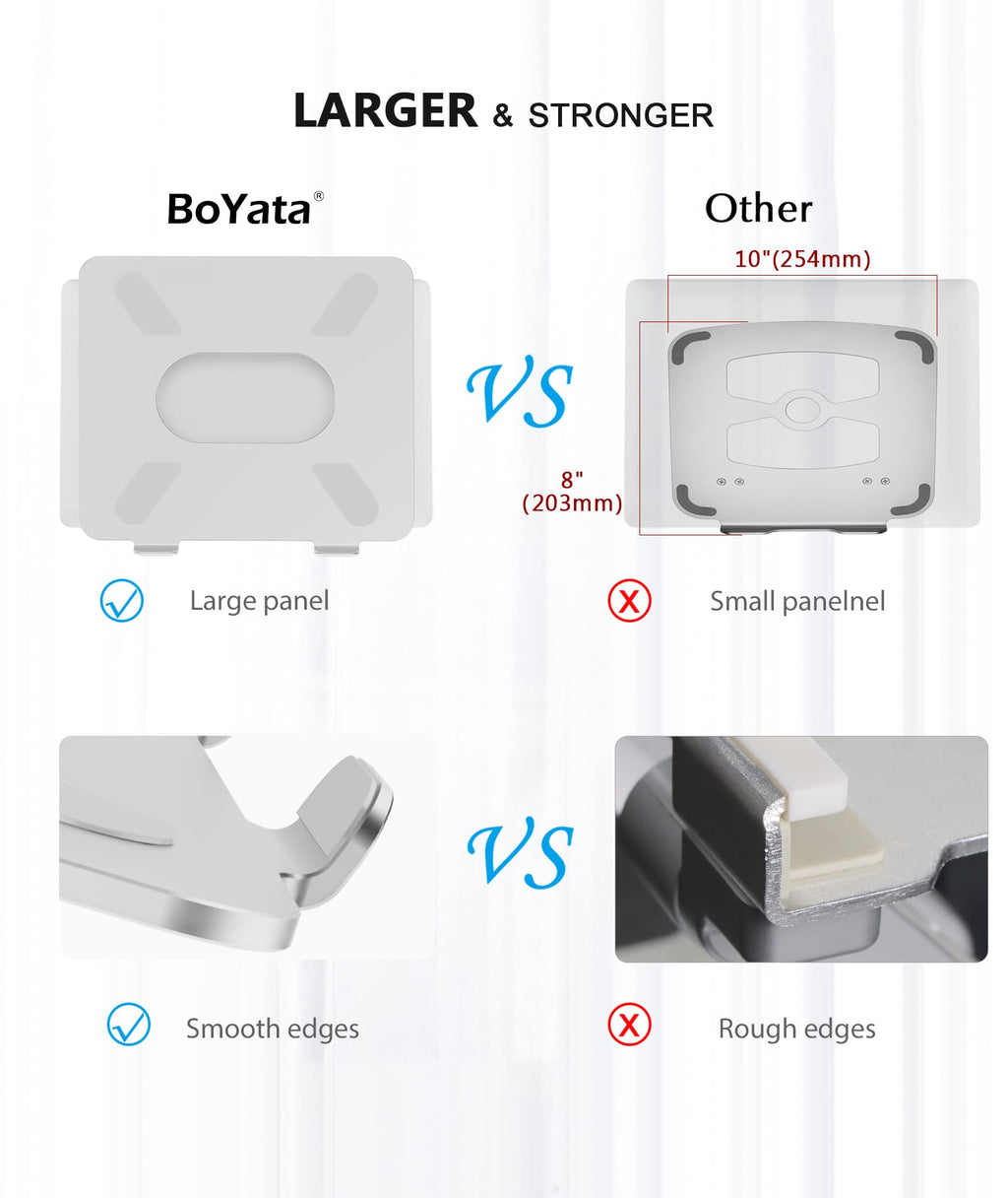 Laptop Stand, BoYata Laptop Holder, Multi-Angle Stand with Heat-Vent to Elevate Laptop, Adjustable Notebook Stand for Laptop up to 17", Compatible for MacBook Pro/Air, Surface Laptop and so on-Silver