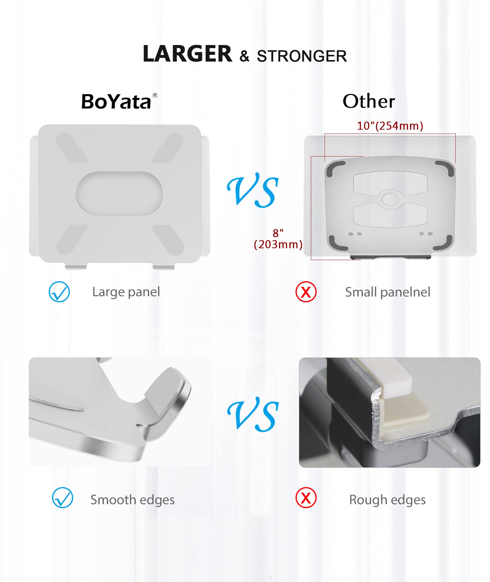 Laptop Stand, BoYata Laptop Holder, Multi-Angle Stand with Heat-Vent to Elevate Laptop, Adjustable Notebook Stand for Laptop up to 17", Compatible for MacBook Pro/Air, Surface Laptop and so on-Silver