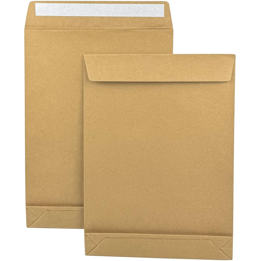 Neehows 15 Pack Expandable Large Kraft Envelopes, 9.3" x 13" Big Mailing Envelopes Self Seal Anti Tear Catalog Envelopes for Business Office Paper Documents File Storage - Brown