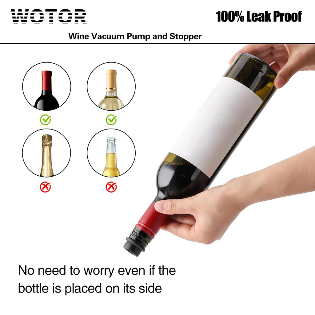 WOTOR Wine Stoppers Vacuum, Silicone Wine Saver & Preserver, Reusable Bottle Sealer, Keep Fresh (Black, 24 Pieces)