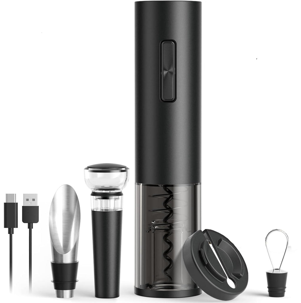 BLUEALCHEMY Electric Wine Opener – Rechargeable Cordless Automatic Wine Bottle Opener with One-Touch Cork Removal, Perfect for Home, Kitchen, Bar & Gift for Men