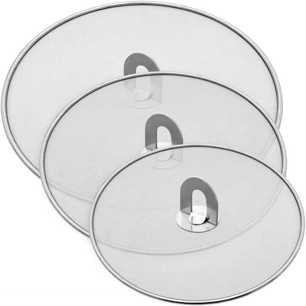 Set of 3(10", 11.5", 13") Splatter Screen for Cooking - Stainless Steel Grease Splatter Guard for Frying Pan with Foldable Knob, Dishwasher Safe
