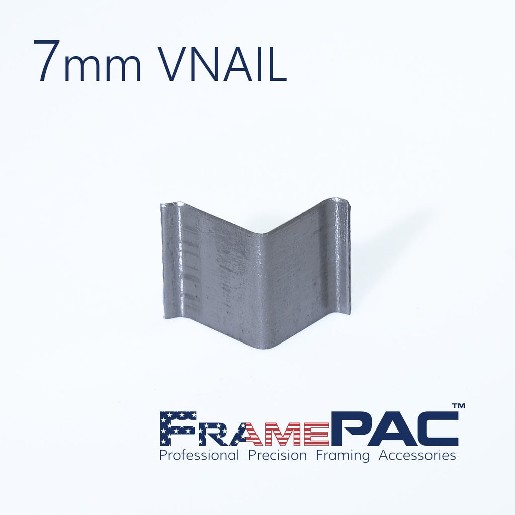 FramePac V Nails for Picture Framing - Ultra Strong - 7mm (1/4 inch) Vnail Wedges for Joining Picture Frame Corners - Hardwood Frames [400 V Nail Pack Loose]