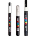 Posca - Set of finest for delicate markers - PC-1MR, PC-1M, PC-3M - White ink - Pack of 3