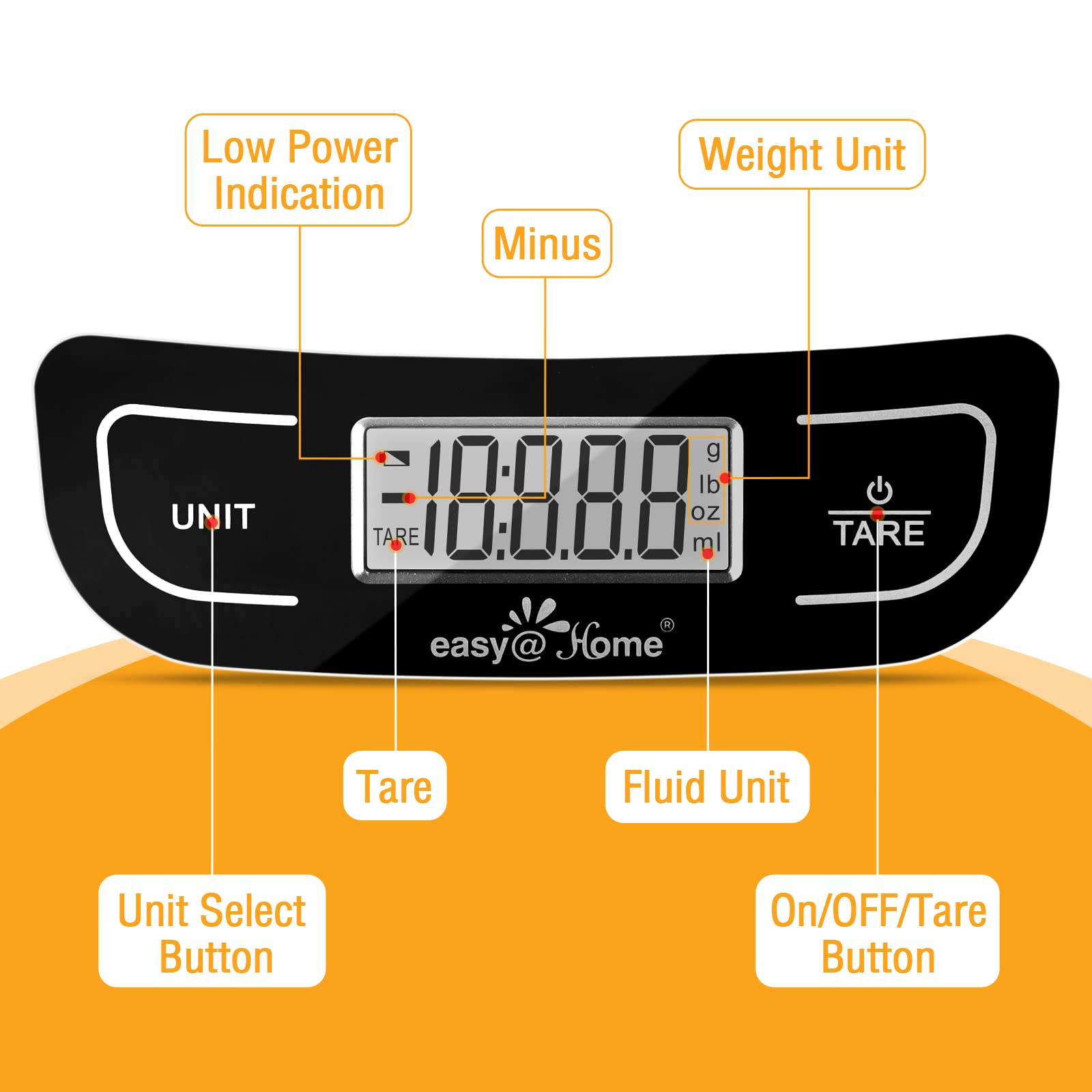 Easy@Home Digital Kitchen Food Scale, Multifunction Food Scale with High Precision to 0.04oz and 11 lbs Capacity, EKS-202
