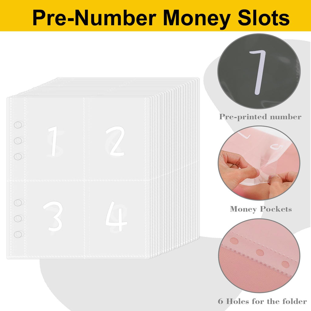 100 Envelopes Challenge Binder, Money Savings Challenges Book to Save $5,050 and $2,600 and $300, A5 Dinero Saving Planner Cash Budget Organizer, Black