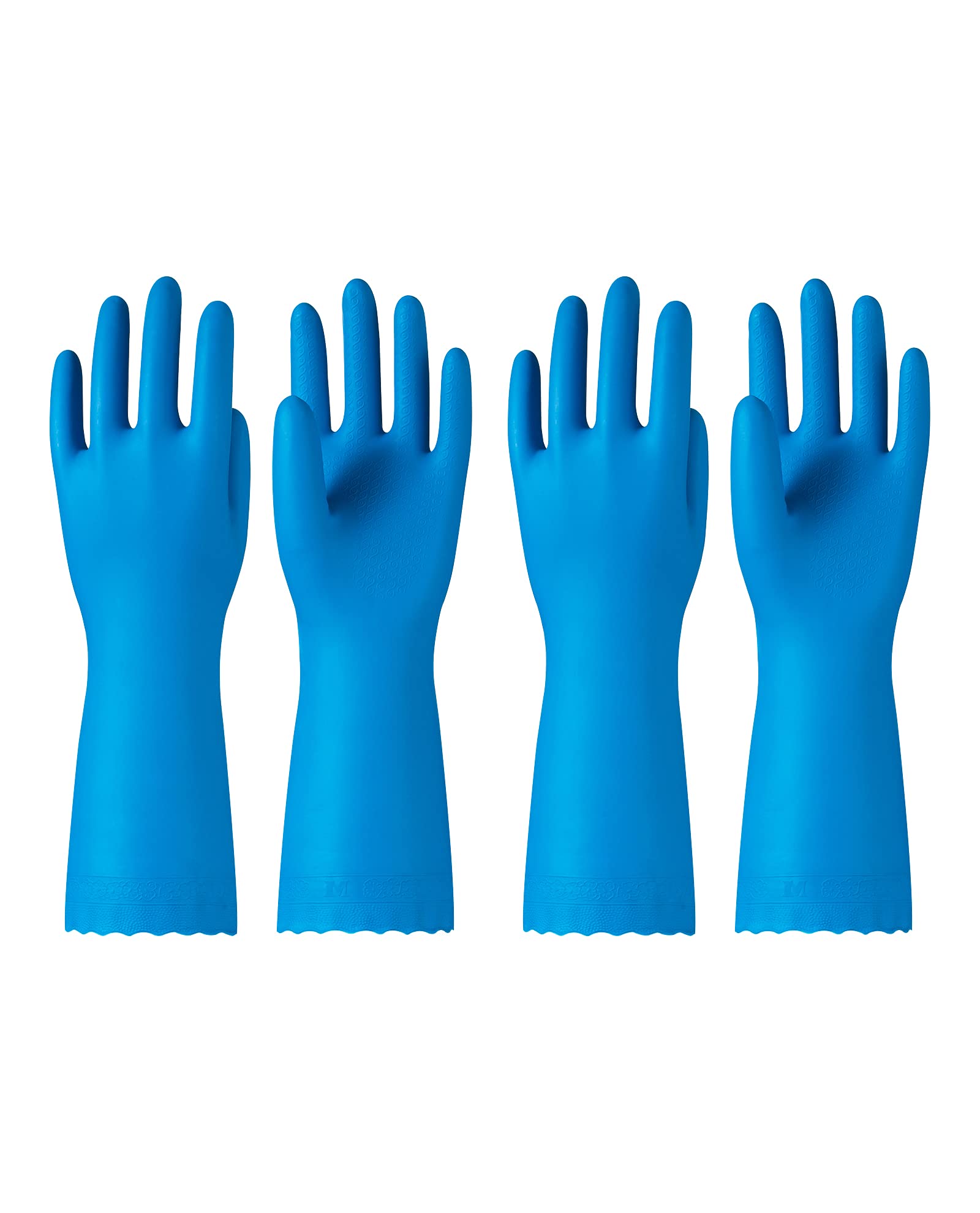PACIFIC PPE Reusable Dishwashing Cleaning Gloves with Latex Free, Cotton Liner, Household, Kitchen Gloves, Blue, Large, 2Pairs