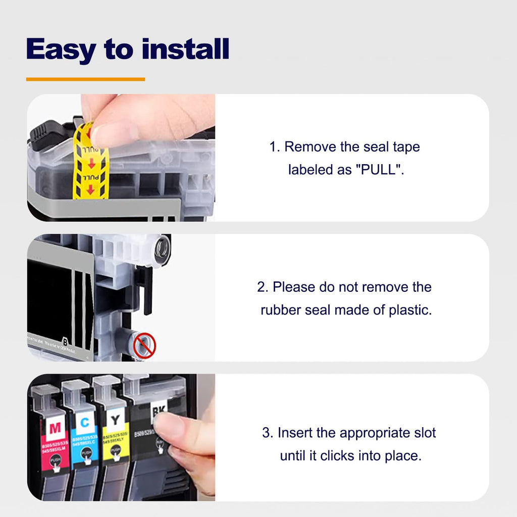 LC401XL Ink Cartridges Compatible for LC401 LC401XL Ink Cartridges for MFC-J1010DW MFC-J1012DW MFC-J1170DW MFC-J1800DW Printer High Yield (4-Pack, BK/C/M/Y)