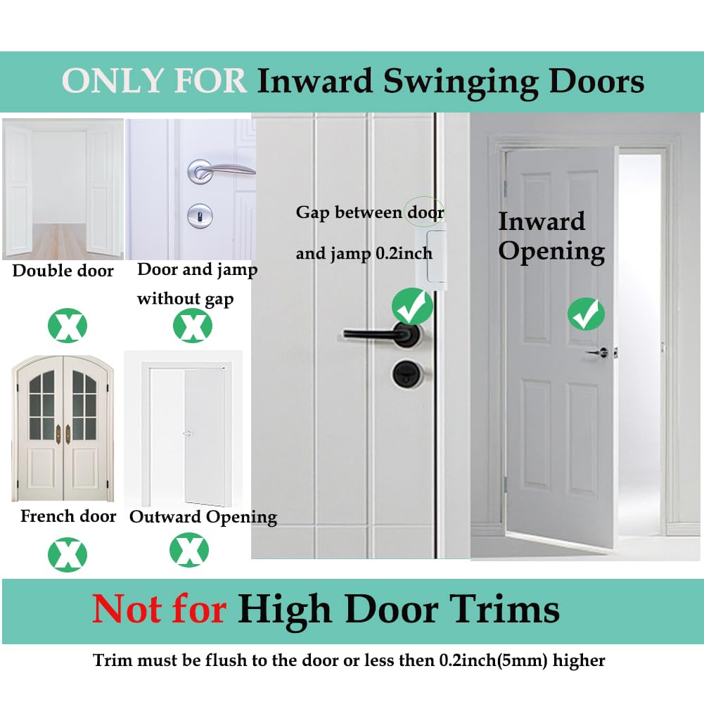 Home Security Door Lock, 2 Pack Childproof Door Reinforcement Lock with 3" Screws for Inward Swinging Door, Upgraded Night Lock to Defend Your Home (White）