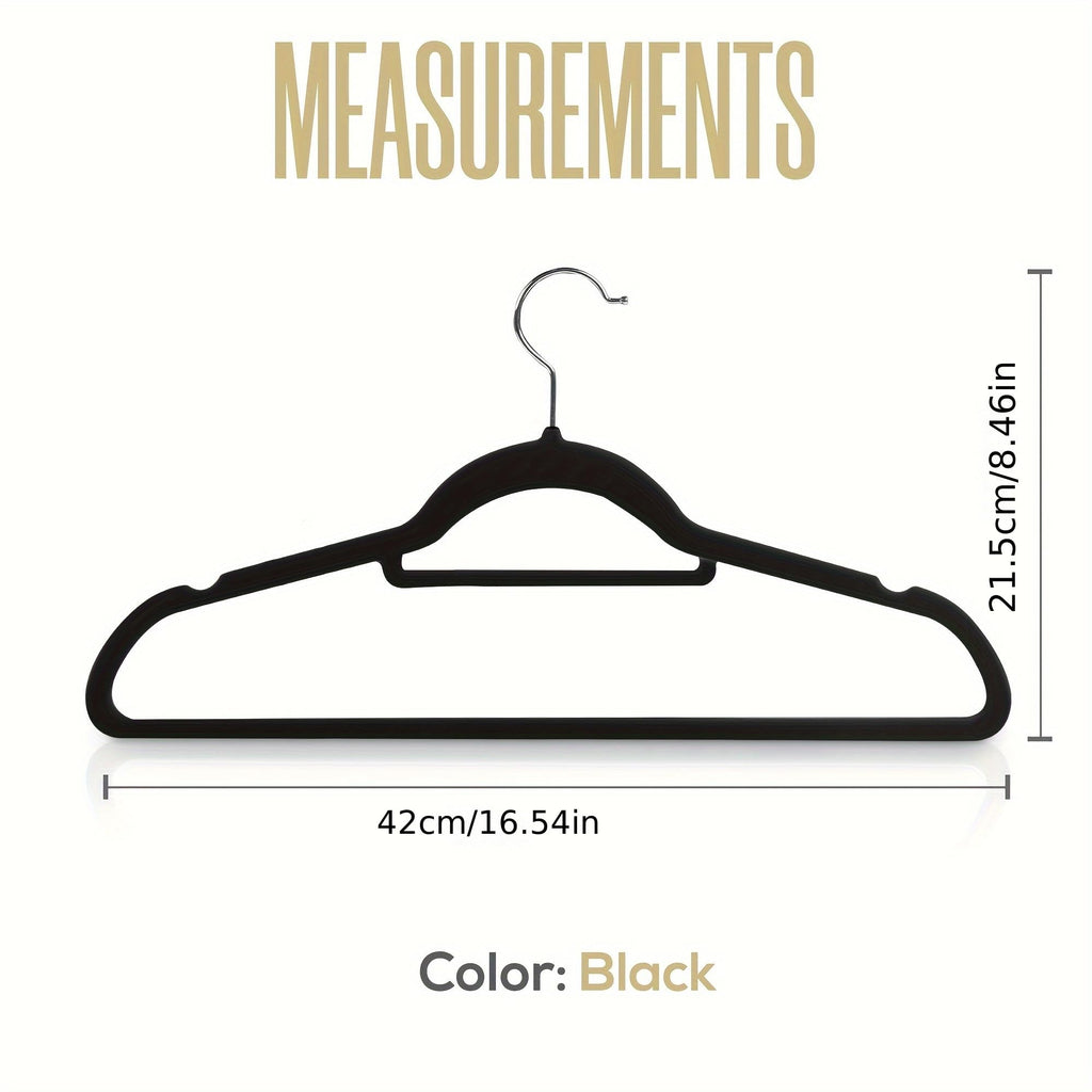 Livearty (TM) 50 Pack Black Velvet Cloth Hangers 50PCS Black Velvet Hangers with 360 Degree Rotatable Hook 16.5 in with Tie Bar Strong, Space Saving for Shirts, Jackets, Dresses for Adults