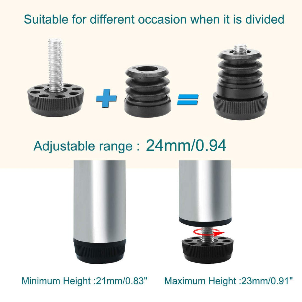 uxcell Leveling Feet 1" 25mm OD Round Insert Furniture Adjustable Leveler 8 Sets