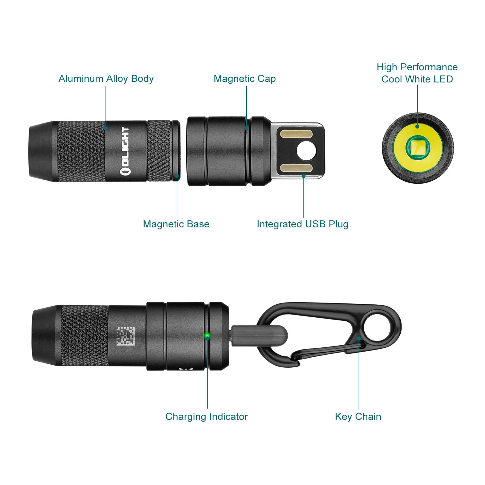OLIGHT IMINI 2 Tiny Rechargeable Keychain Flashlight, 50 Lumens Portable Quick-Release Mini Flashlights with Magnetic Base, Instant Activation Light for EDC and Emergency(Black)