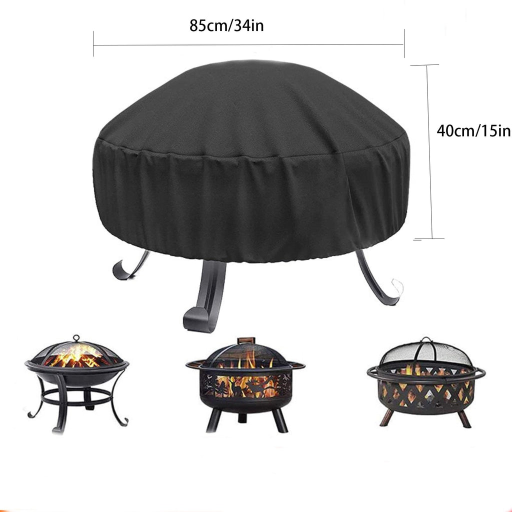 Fire Pit Cover Round for Fire Pit 22-34 Inch, Waterproof Outdoor FirePit Cover,Full Coverage Patio Round Fire Pit Cover Heavy Duty 420D Oxford Fabric Outdoor Fireplace Cover