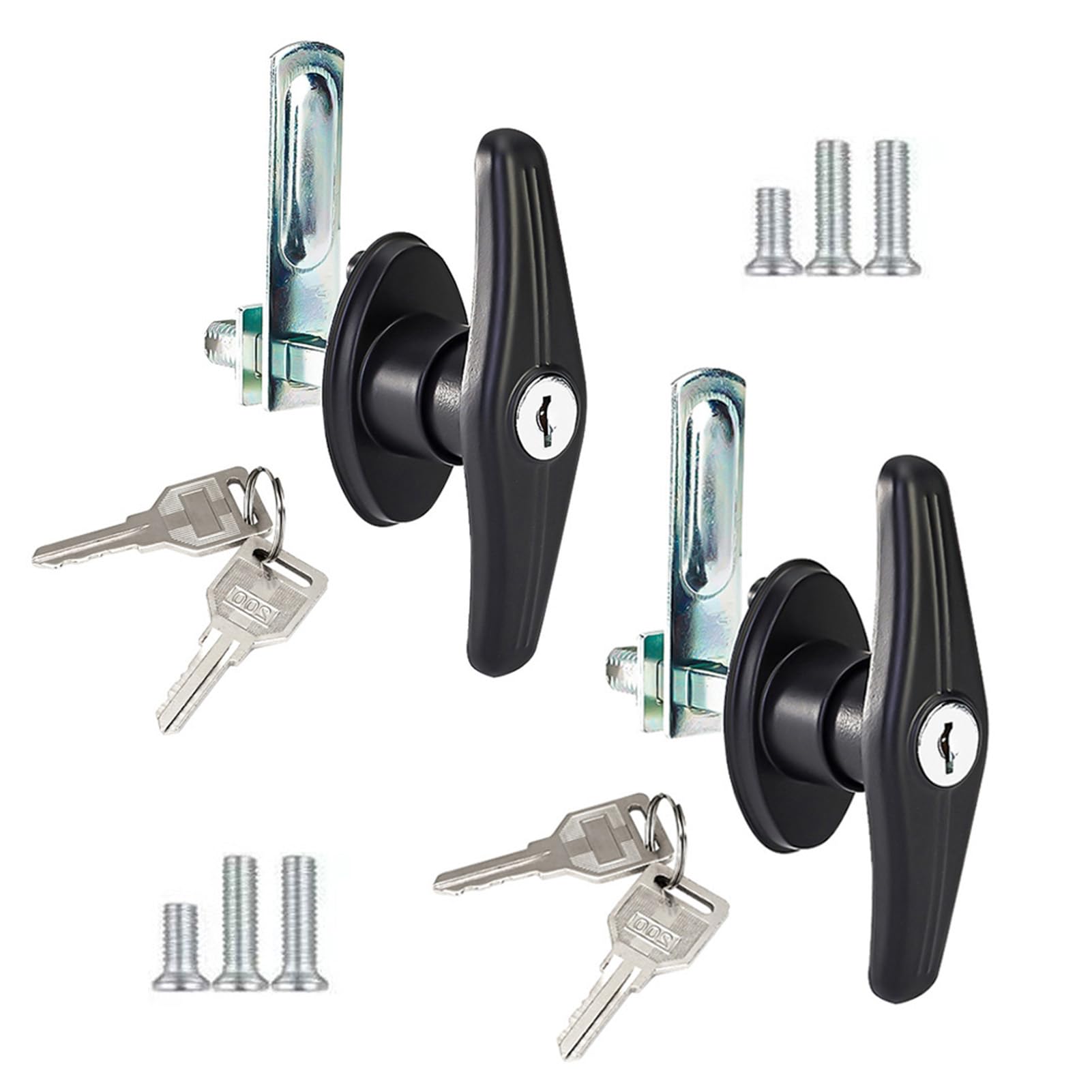 MOYIC 1 Pair Heavy Duty RV T-Handle Locks with Keys, Metal Truck Cap Locks, Universal Replacement T-Handle Locks for RV, Truck, Camper, Trailer (Left & Right)