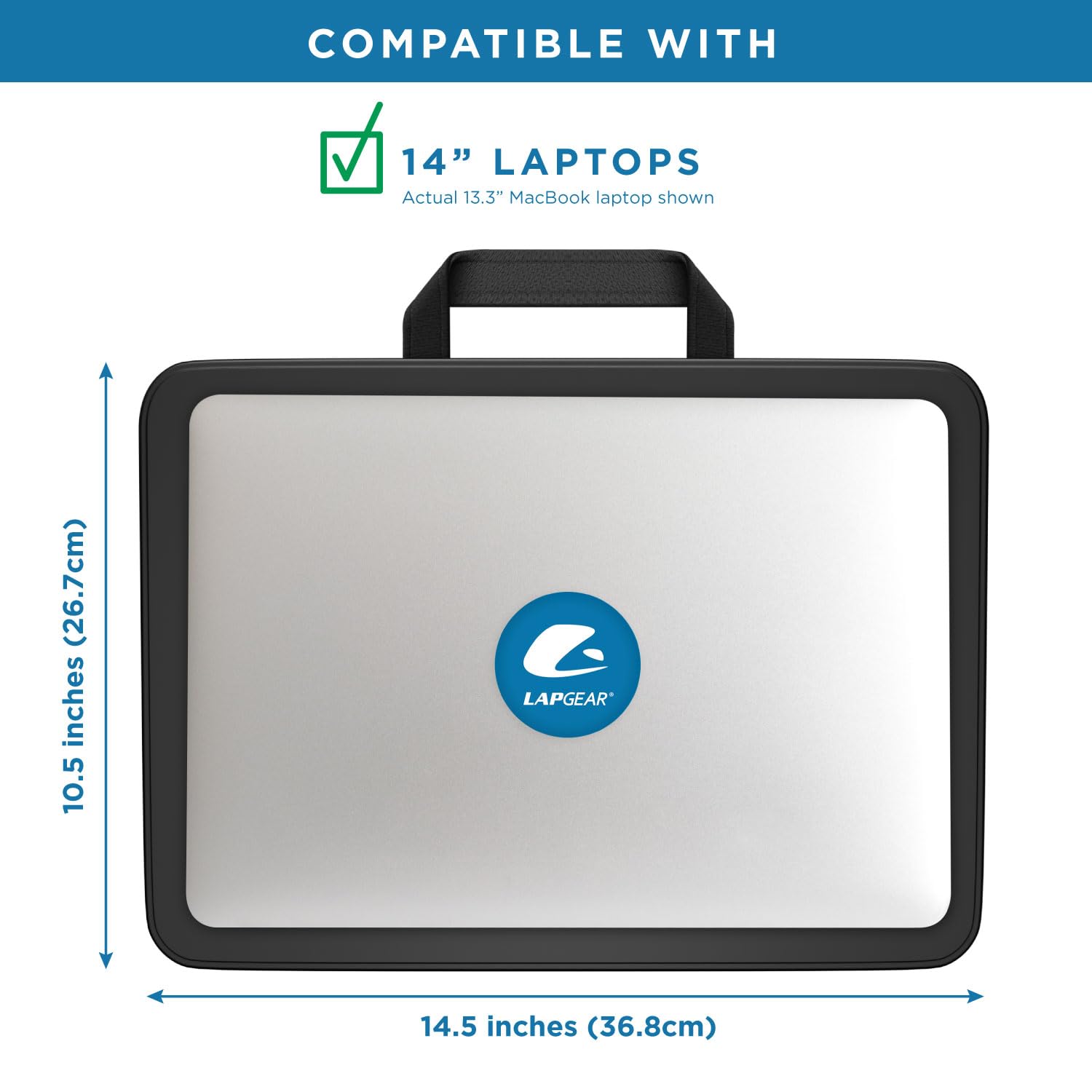 LapGear Compact Lap Desk - Black - Fits up to 13.3 Inch Laptops - Style No. 43108