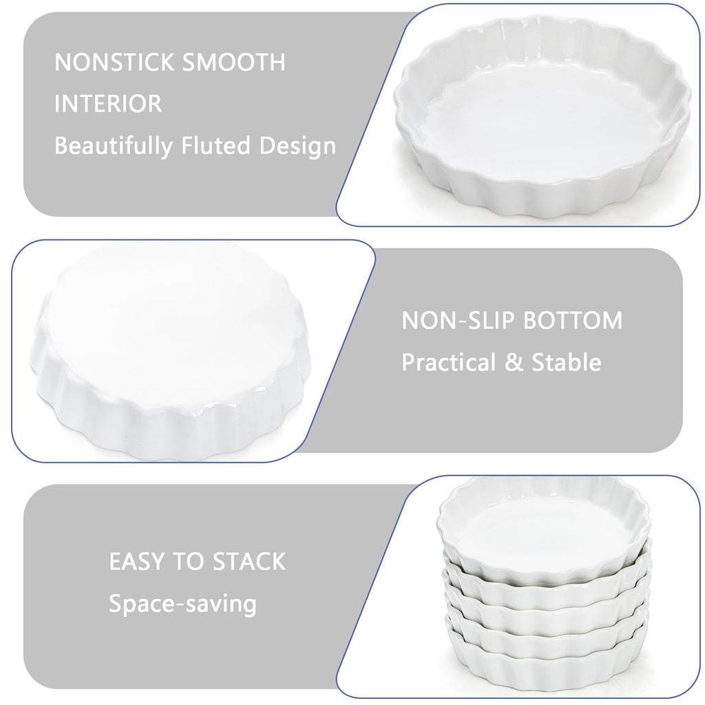 Foraineam Set of 8 Pieces Porcelain Ramekins, 5 Ounce Creme Brulee Ramekin Dishes Round Baking Ramekins Set