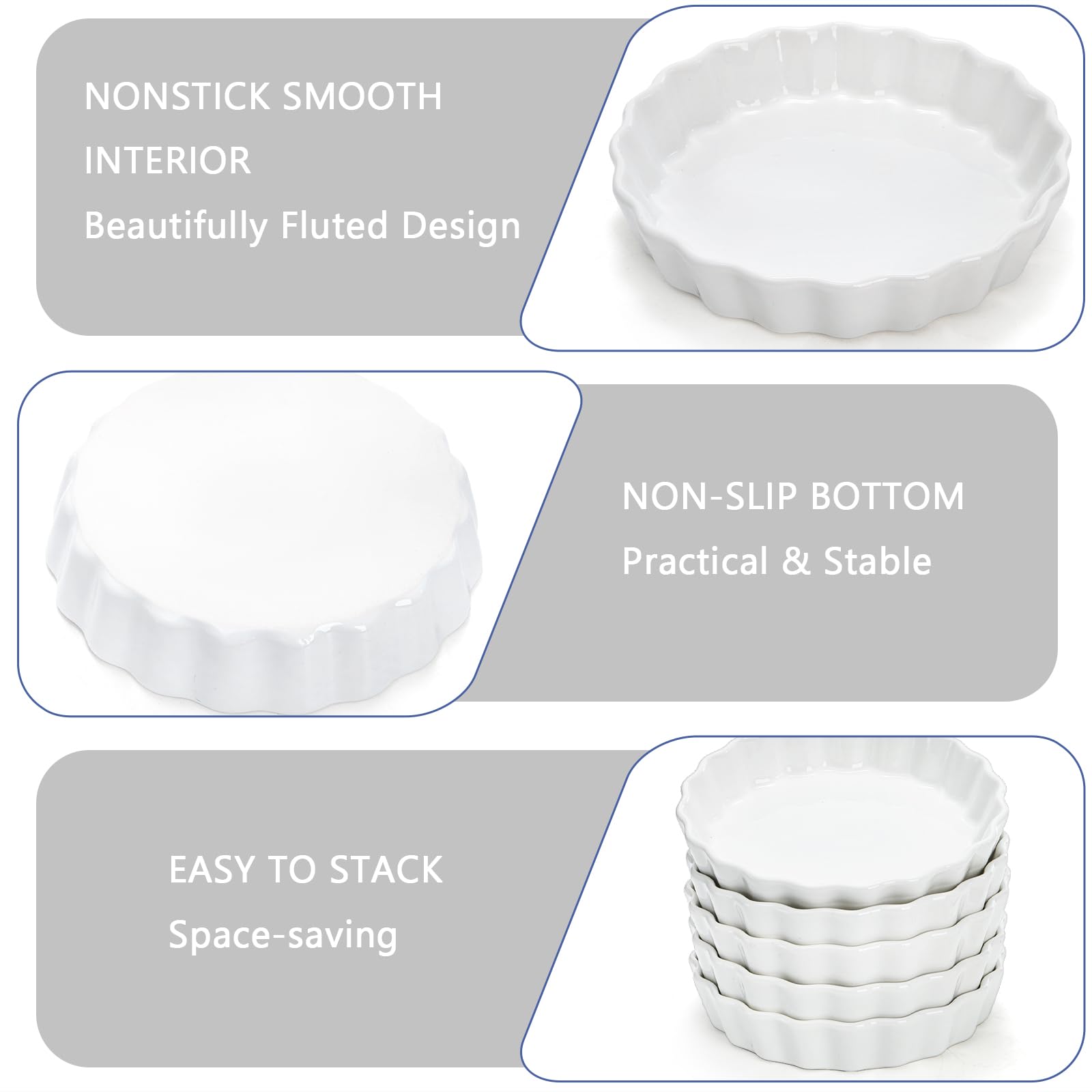 Foraineam Set of 8 Pieces Porcelain Ramekins, 5 Ounce Creme Brulee Ramekin Dishes Round Baking Ramekins Set
