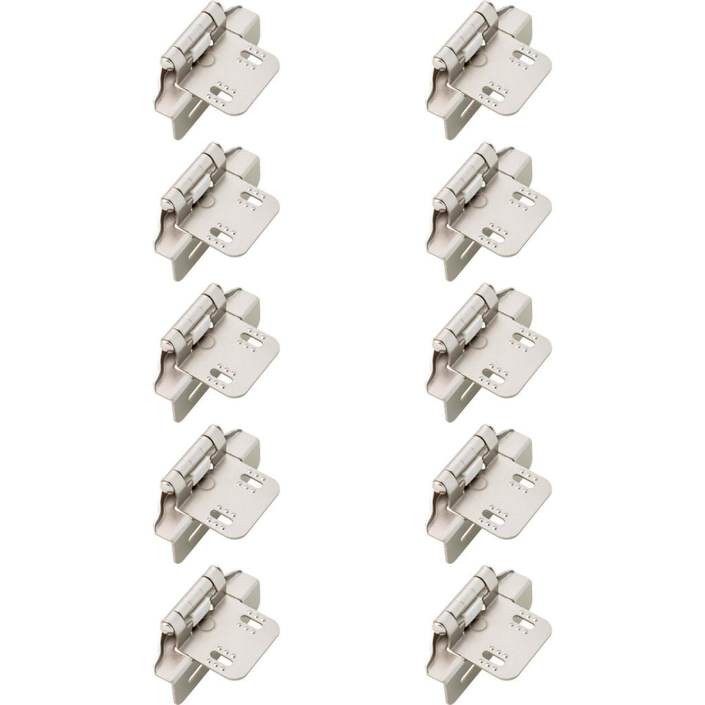 Franklin Brass (10-Pack) Self-Closing Cabinet Hinges Semi-Wrap 1/4' Overlay for Cabinet Doors Kitchen/Cabinets/Cupboards/Furniture Satin Nickel H01911K-SN-B