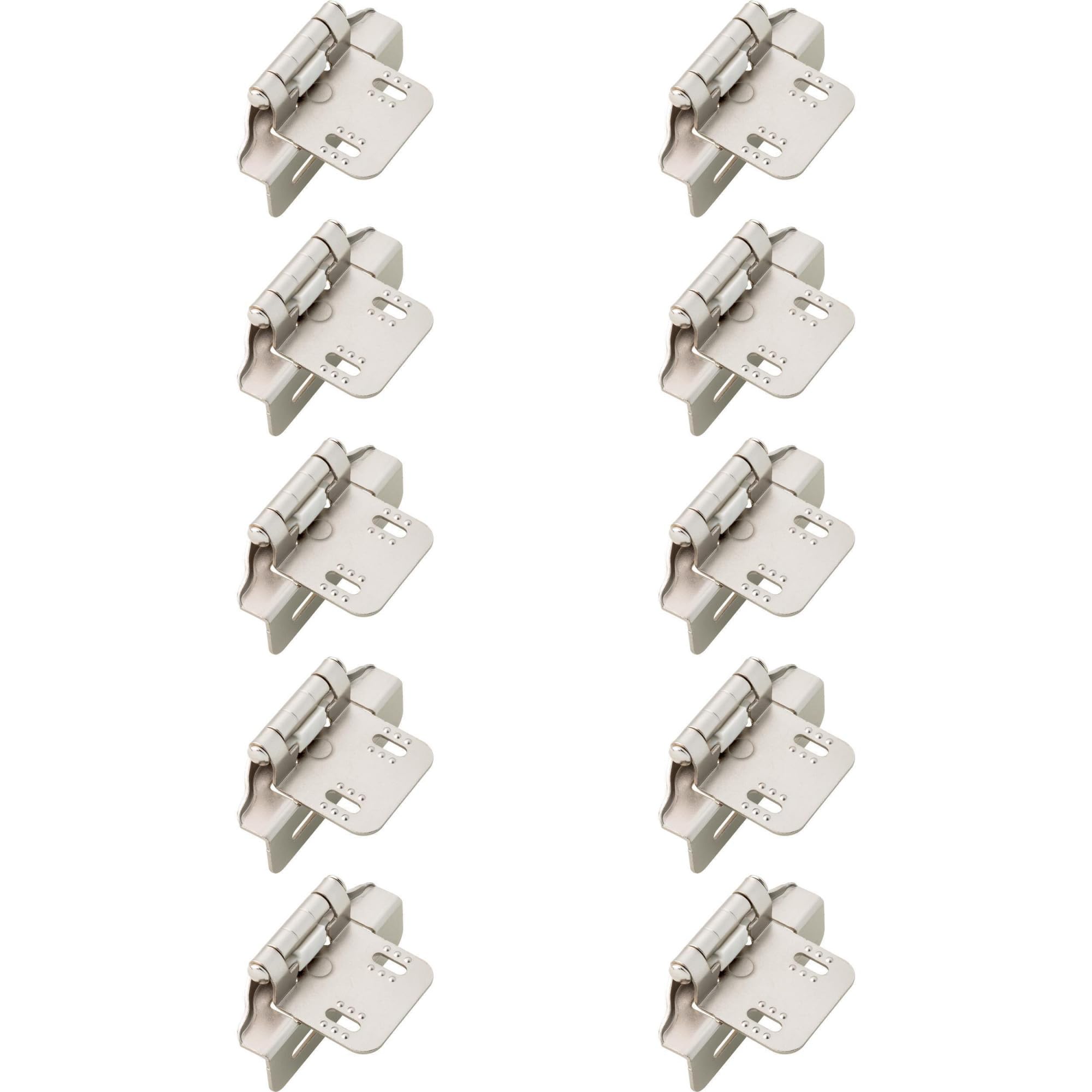 Franklin Brass (10-Pack) Self-Closing Cabinet Hinges Semi-Wrap 1/4' Overlay for Cabinet Doors Kitchen/Cabinets/Cupboards/Furniture Satin Nickel H01911K-SN-B