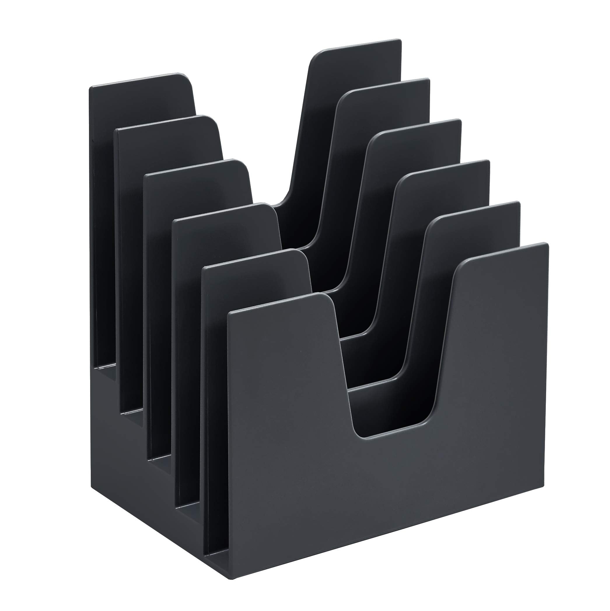 Acrimet 5 Section Incline File Sorter Organizer, Mail, Folder, Letter Desk Organizer, Rack for Office Organization Desktop (Plastic) (Black Color)