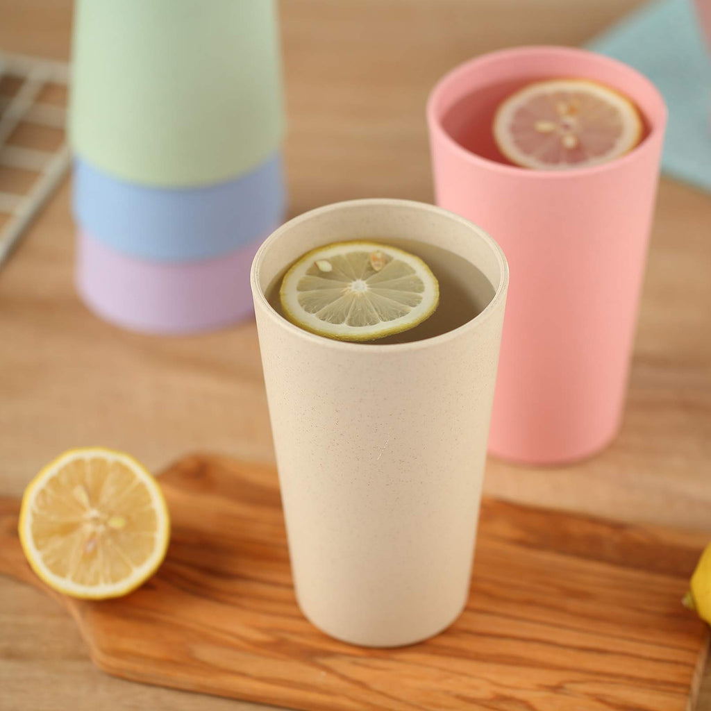 Choary Eco-friendly Unbreakable Reusable Drinking Cup for Adult(20 OZ), Wheat Straw Tumbler Set 5 Dishwasher Safe.