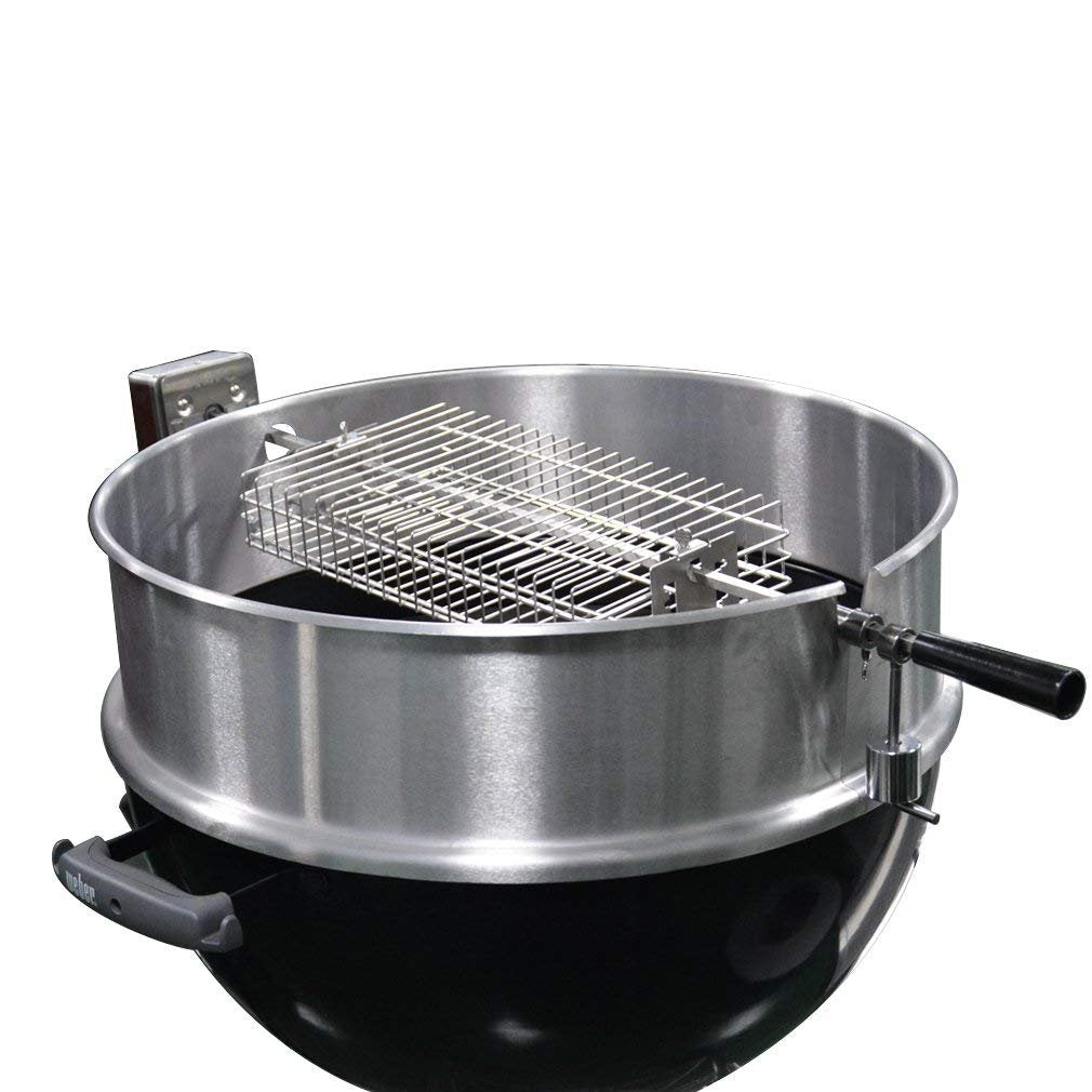 Onlyfire 6042 Chrome Plating Steel Flat Spit Rotisserie Grill Basket Fits 1/2” Hexagon, 3/8" Hexagon, 3/8" Square & 5/16" Square Spit Rods for Any Grill