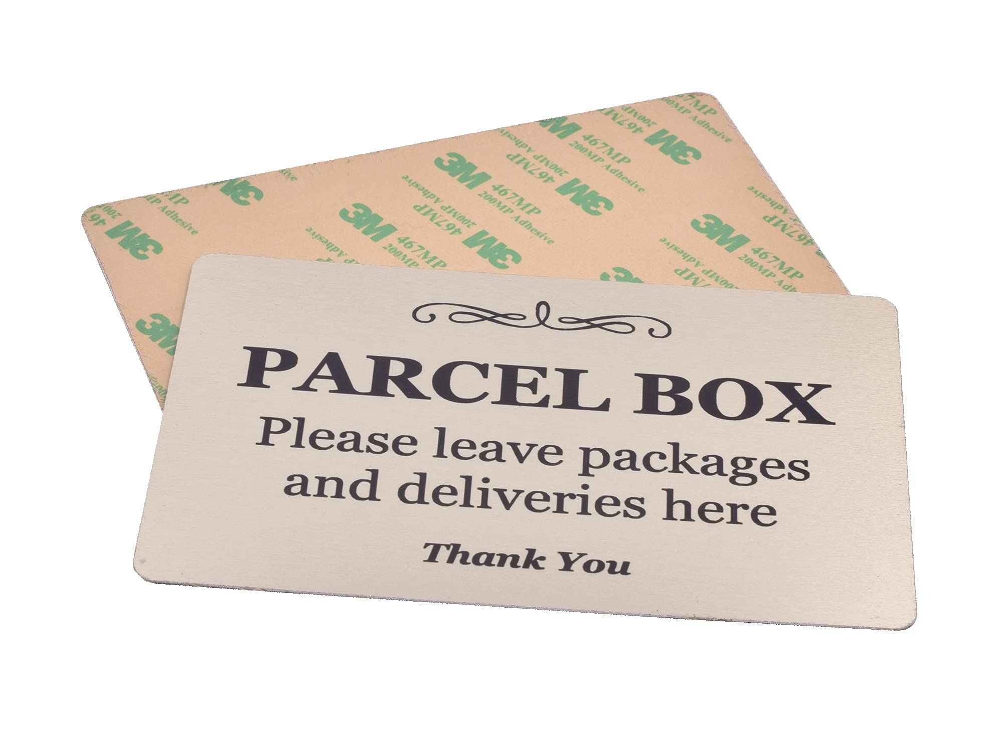 Parcel Box Sign - Metal | Aluminium with Adhesive Backing | Notice for Deliveries, Packages, Post, Mailman | Information Sign | Don't Loose Your Parcel Ever Again