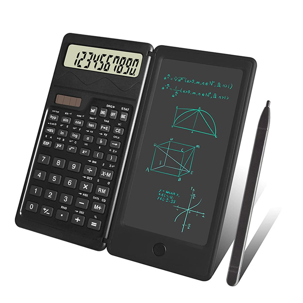 Scientific Calculator, Smart Folding Portable Scientific Function Calculator, 10-Digit LCD Solar Rechargeable Calculator with Erasable Writing Board, Versatile Silent Learning for Office and School
