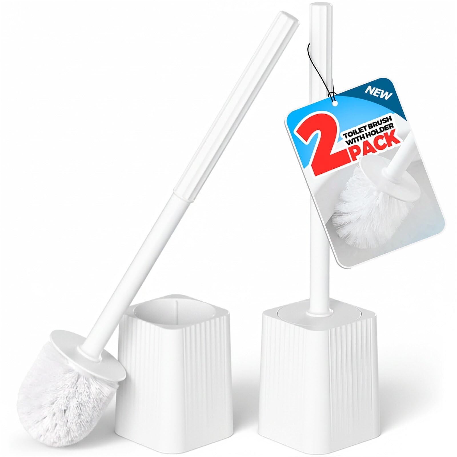 FORASTO 2Pack Toilet Bowl Brush and Holder Set - Toilet Scrubber Brush,Cleaning Brush,Bathroom Decor,Household Essentials,Cleaning Supplies,Home Essentials,Pearl White