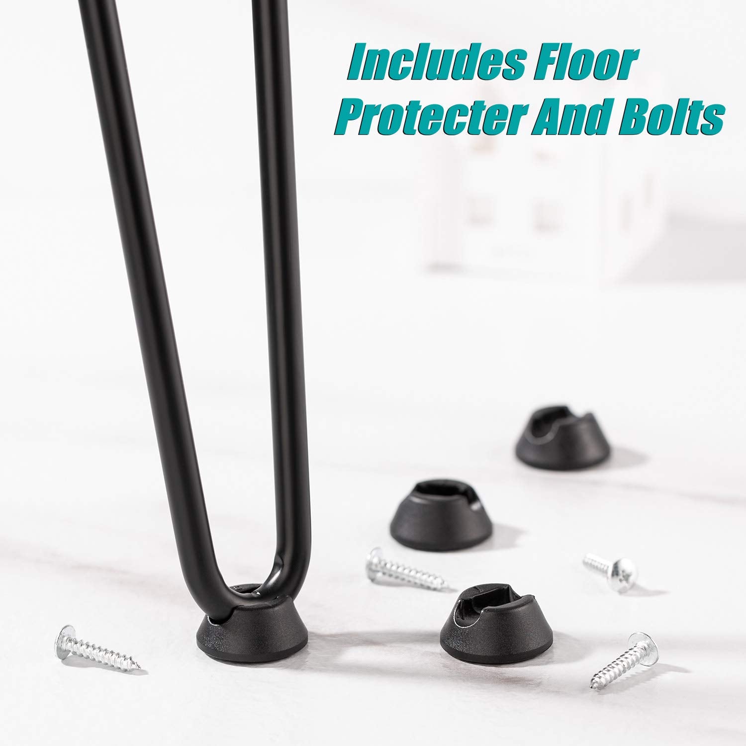 MSOBAIW 6 Inch Hairpin Legs, Heavy Duty Metal Table Legs for Cabinet, Wardrobe, TV Cabinets, Drawers, Nightstand, 3/8" Dia Satin Black Two-Rod Iron Wire for DIY Furniture