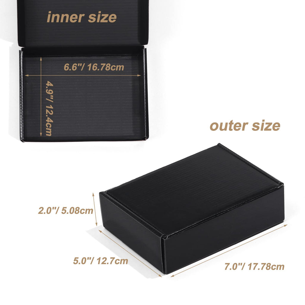 ZBEIVAN 7x5x2 Black Small Shipping Boxes, 20 Packs Corrugated Cardboard Mailer Boxes for Packaging Small Business Mailing Gifts Wrap Boxes with Lids