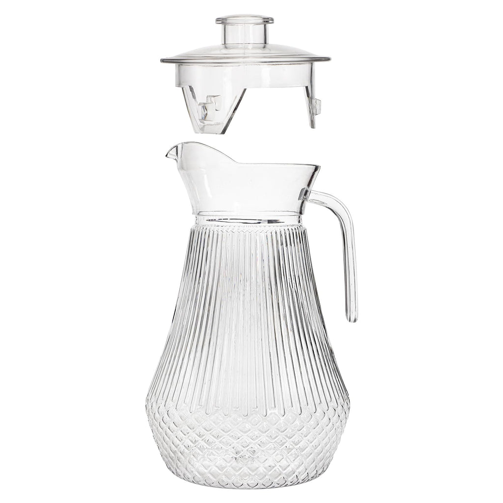 Lawei 2 Pack Acrylic Jug, Clear Plastic Watering Can with Lid and Spout, Iced Tea Jug Drinking Container for Fridge, Juice, Sangria, Lemonade Heat Resistant, Shatterproof, BPA Free