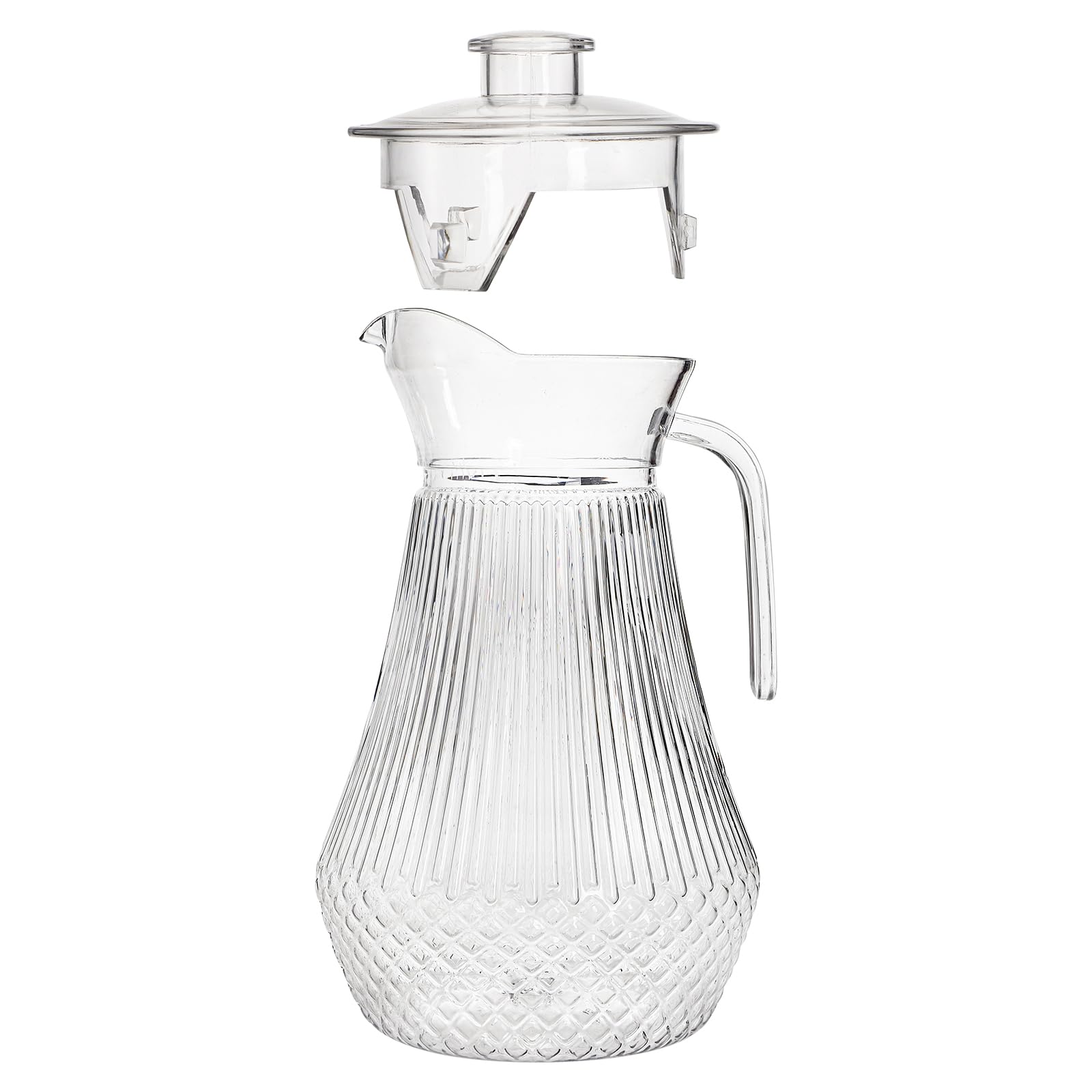 Lawei 2 Pack Acrylic Jug, Clear Plastic Watering Can with Lid and Spout, Iced Tea Jug Drinking Container for Fridge, Juice, Sangria, Lemonade Heat Resistant, Shatterproof, BPA Free