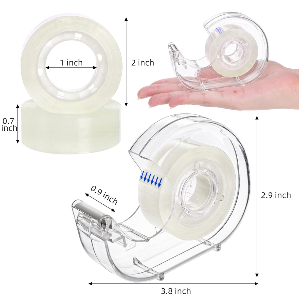 WRINGKIT 20 Pack Clear Tape with Dispenser, Refillable Tape Dispenser with Tape 0.7" x 1000", Office Tape Rolls with Dispenser Bulk, Transparent Tape Refills for Gift Wrapping, Crafting, School