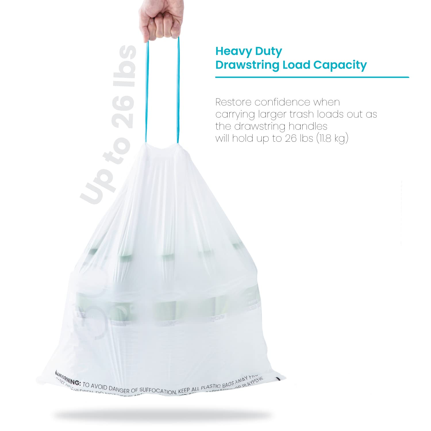Home Zone Living 8 Gallon Kitchen Trash Bags with Drawstring Handles, Heavy Duty Custom Fit Design for 30 Liter Dual Recycling Liners, Code 30R, 60-Count