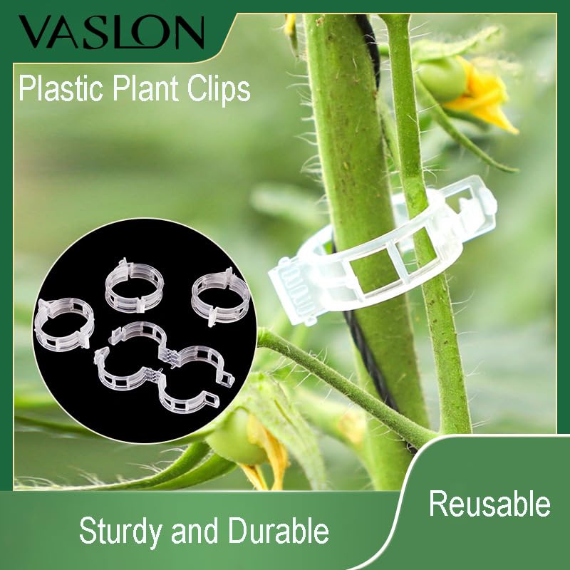 Plastic Tomato Clips, 2025 Upgrade Secured Plant Support Clips for Climbing Plant, Plastic Trellis Clip for Fixing Stem and Vine (300PCS)
