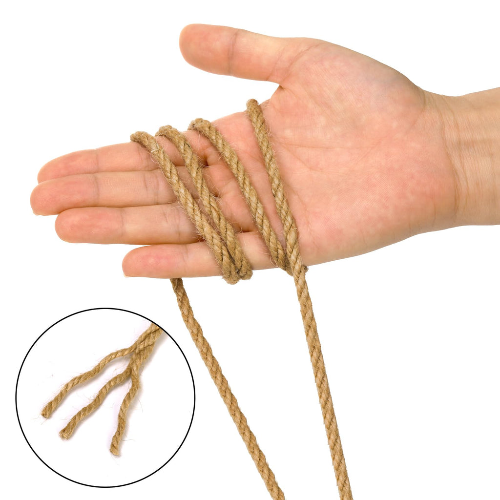 ZENFUN 3 Packs Total 492Feet Thick Jute Twine, 5mm 3Ply Heavy Duty Brown Jute Rope String, Natural Craft Rope Twine String for Home Gardening, Gift Wrapping, Packing, DIY Crafting(164Ft/50M Each)