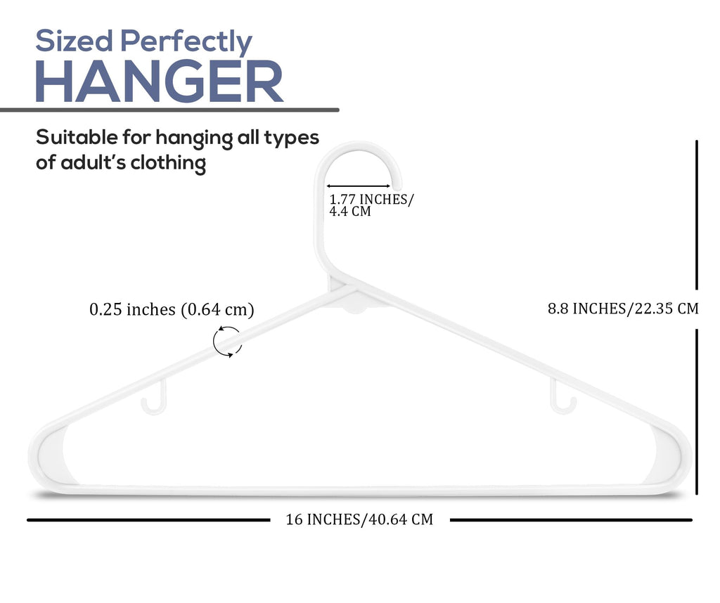 Utopia Home Plastic Hanger, 50 Pack, White Clothes Hangers with Hooks, Durable Heavy Duty Coat Hangers for Shirts, Pants, Skirts, Jackets, Blouses, Dresses, and Everyday Closet Organization