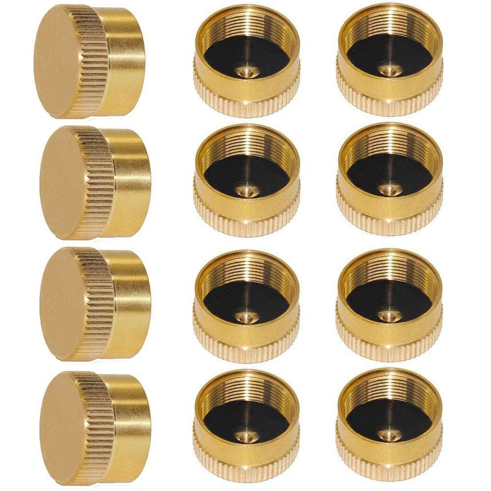 YOUHO 12pcs Brass Refill Cap 1 LB Propane Bottle Cap Gas Tank Cylinder Sealed Cap Protect Cap