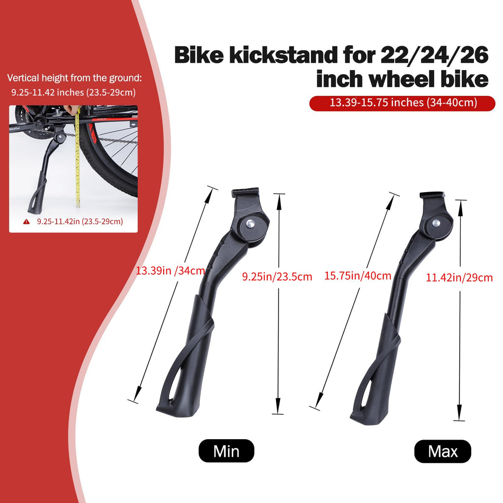 CYFIE Bike Kickstand, Center Mount Bicycle Kick Stand for Adult Bike 22 24 26 inch Wheel, Universal Adjustable Kickstands for 22" - 26" Adult Mountain Road Bike