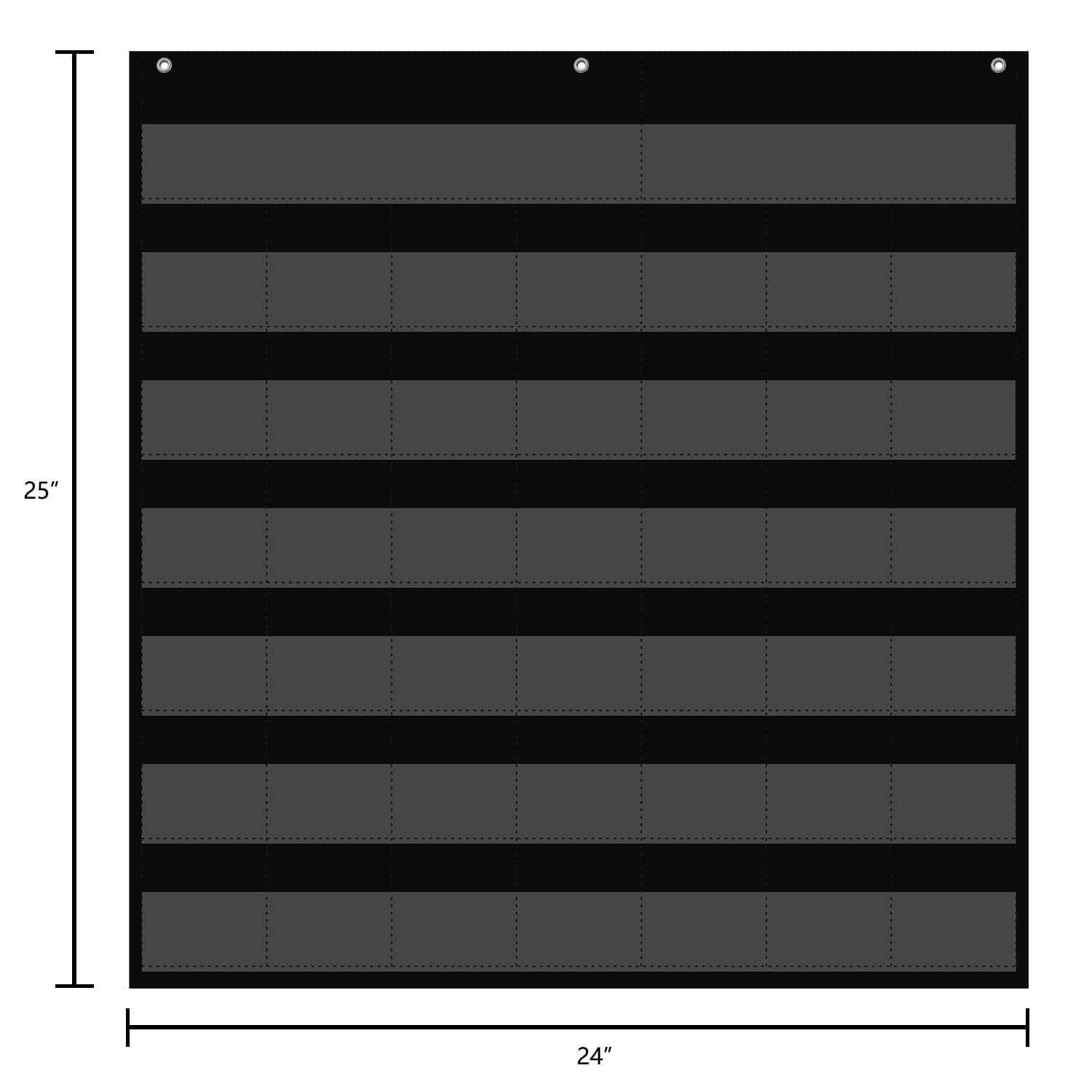 REGELETO Large 44 Pockets Calendar Pocket Chart for Classroom with 85 Cards, Monthly Calendar and Weather Black Pocket Chart for Students Learning and Homeschool (25” X 24”)