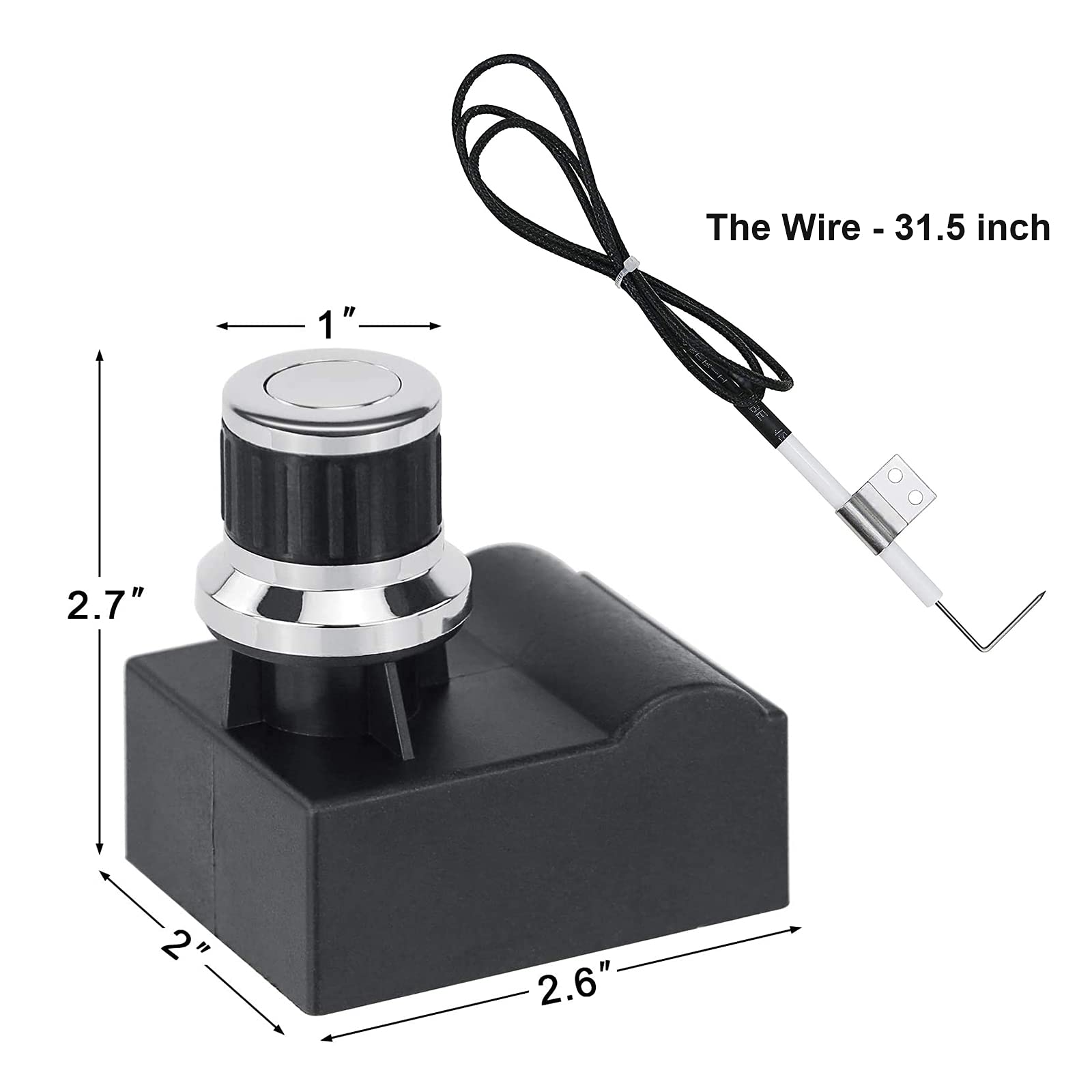 Hisencn 6 Outlets Tact Push Button Chrome Coated Universal Spark Generator Switch, Grill Ignitor Kit for Home Depot Nexgril 720-0830H, 720-0830D, 720-0888, 720-0888N and Most Nexgrill Grill Models
