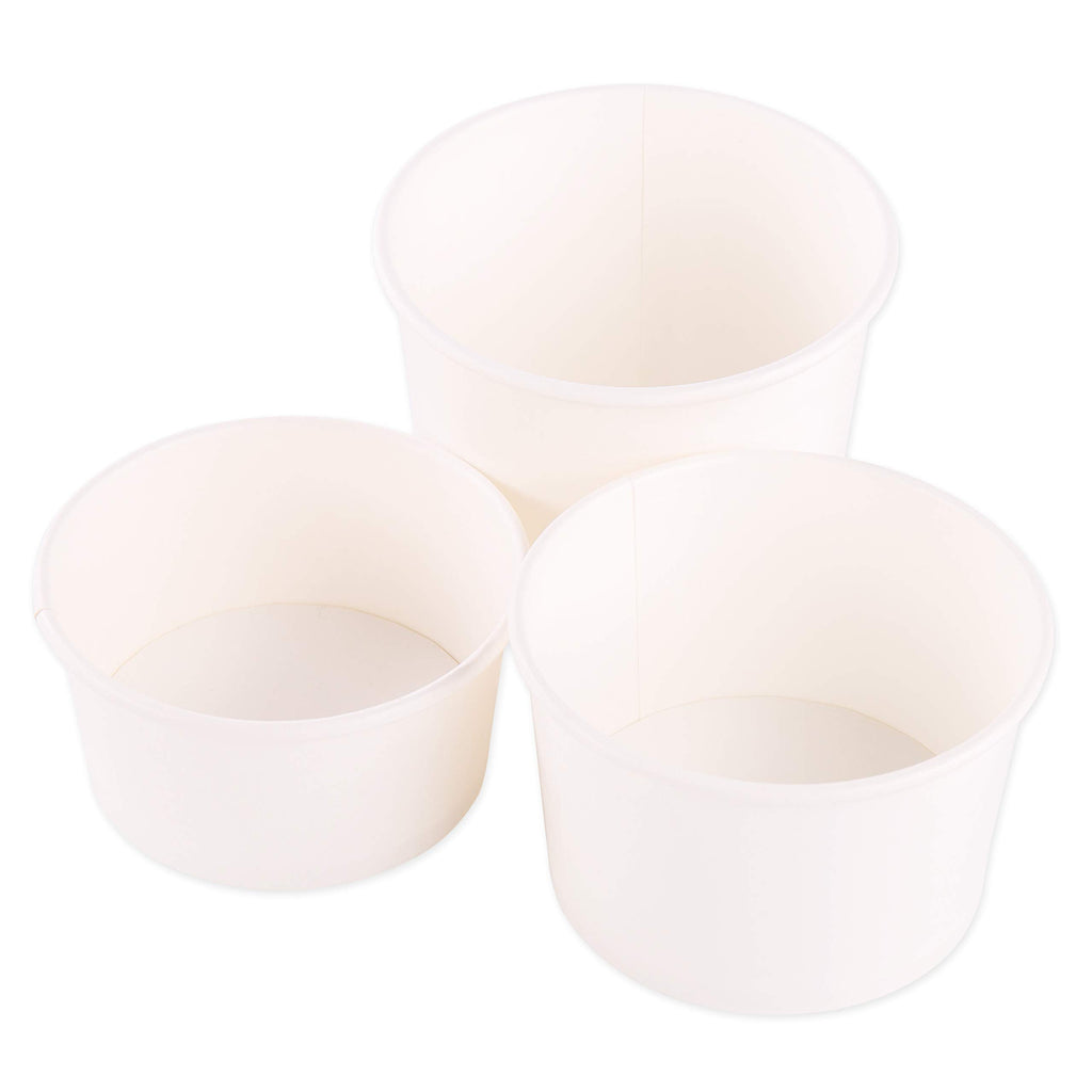Paper Ice Cream Cups - 100-Count - 12 oz Disposable Dessert Bowls for Hot or Cold Food, 12-Ounce Party Supplies Treat Cups for Sundae, Frozen Yogurt, Soup, White