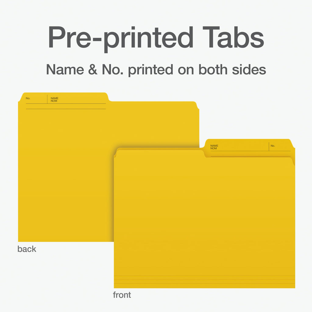 Pendaflex Colour File Folders, 1/2 Cut Tab, Letter, Yellow, 100/Box